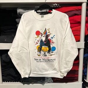 Vintage 1980s Spud Mackenzie Bud Light Beer Party Animal White Crewneck